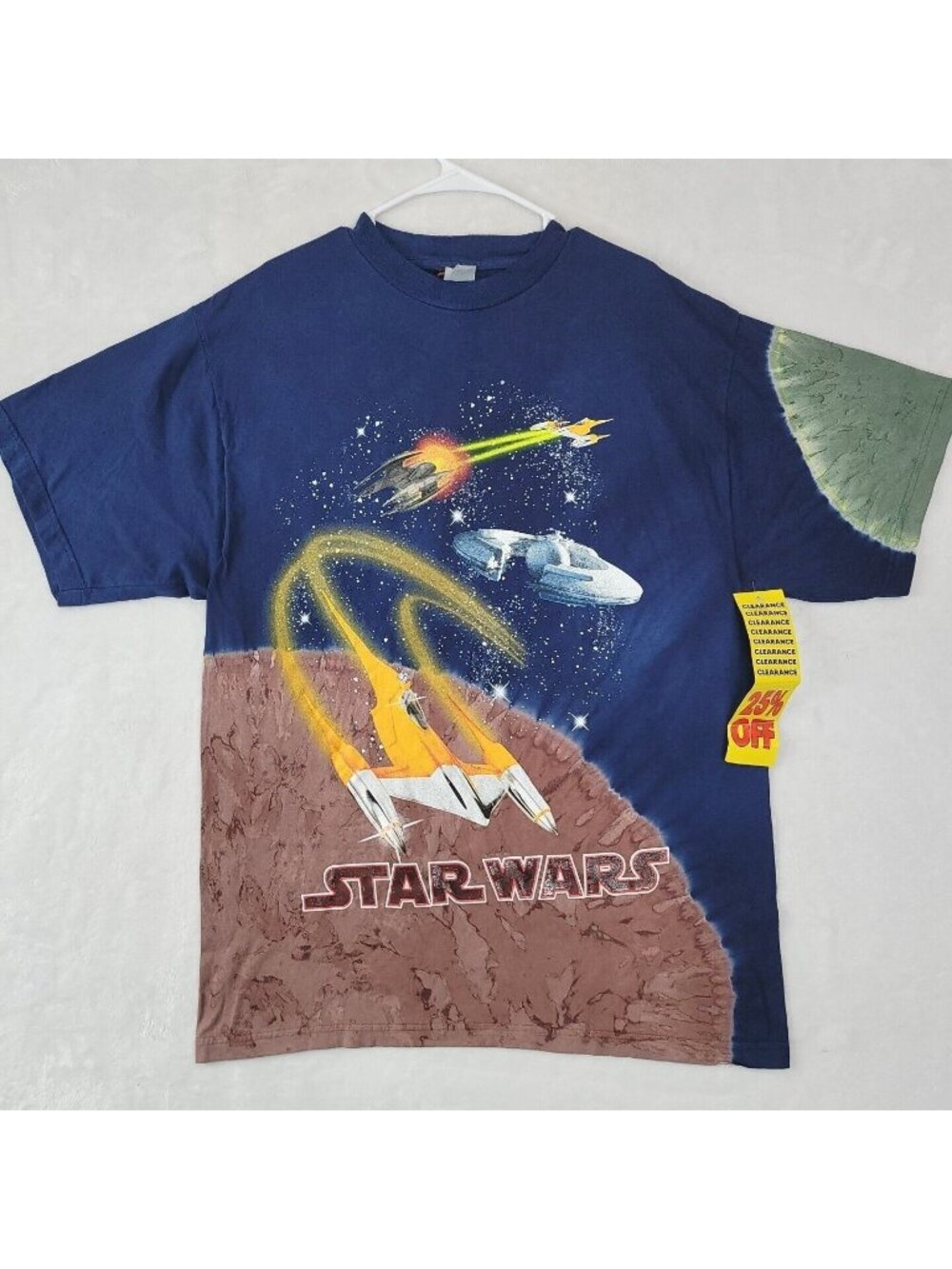 VTG Star Wars Naboo N1 Starfighter TieDye AOP TShirt 90s Dead Stock New With Tag